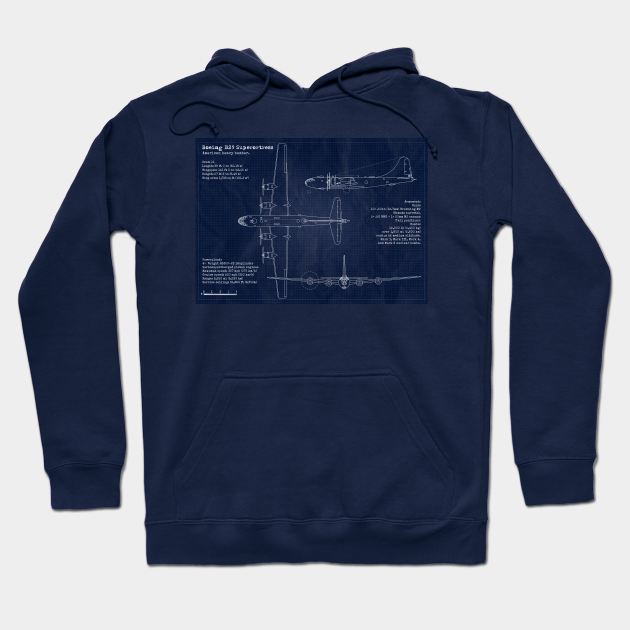 B29 Superfortress Blueprint Hoodie by Aircraft.Lover